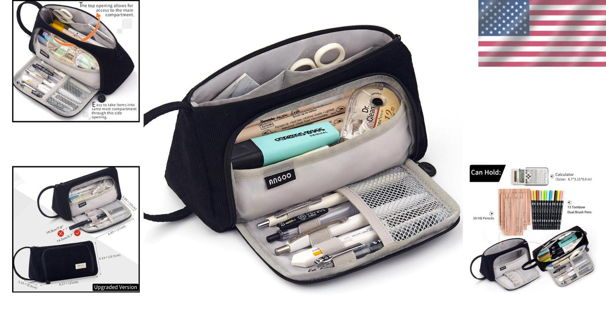 Large Capacity Corduroy Pencil Case - Stylish Organization for Pens & Essentials