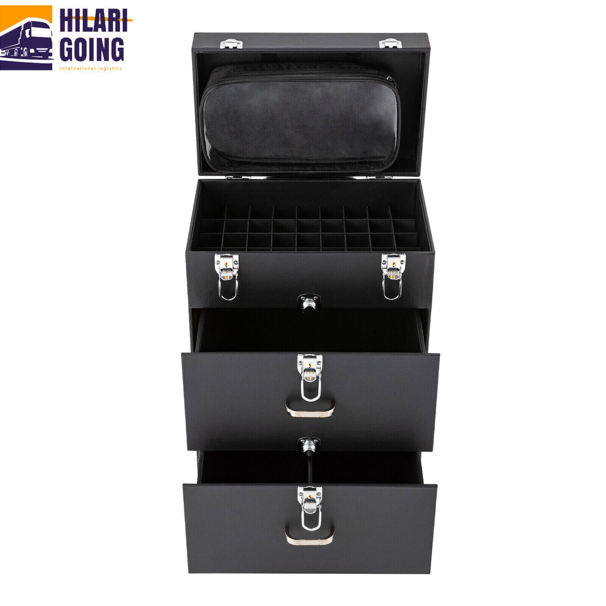 Rolling Makeup Train Case Aluminum Cosmetic Trolley Organizer with Lock & Large Capacity