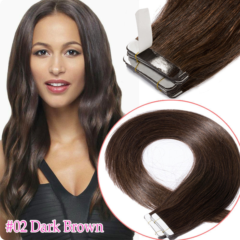 Tape-In Human Hair Extensions Full Head 150G Remy Skin Weft 12-24 Inches