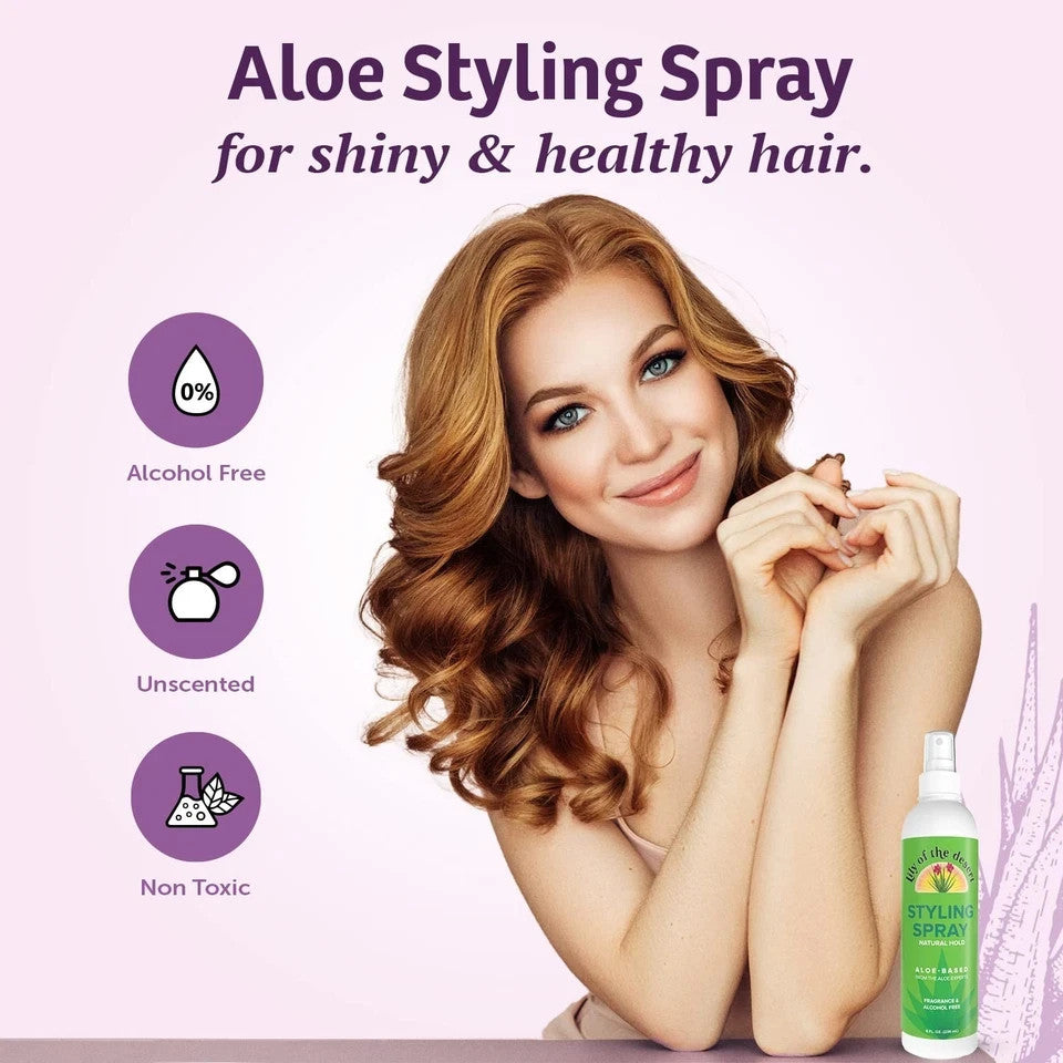 Natural Hold Hair Spray - Aloe Vera Formula, 8 fl oz, Pack of 6