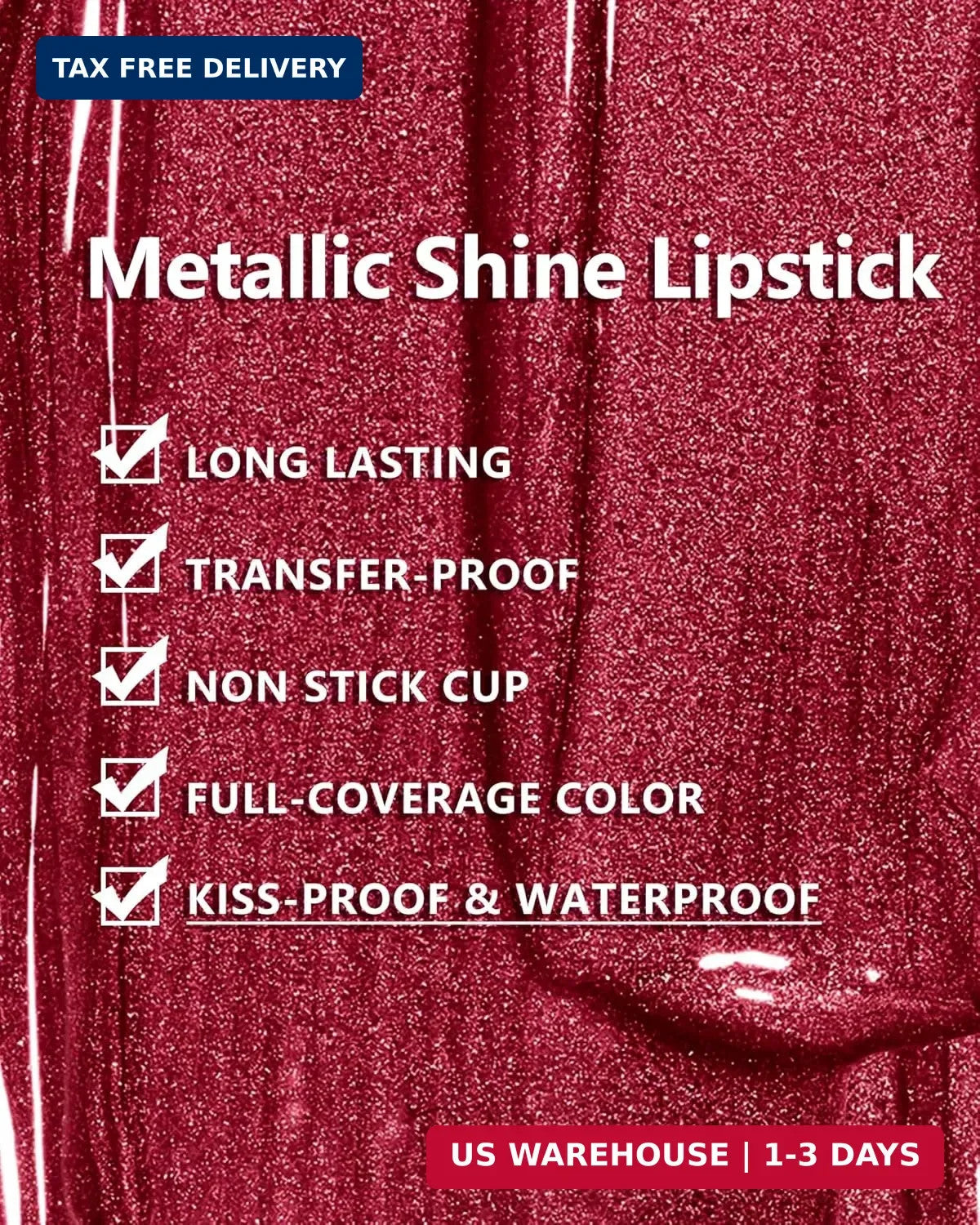 Long-Lasting Metallic Lipstick for Women - Glitter & Hydrating Formula