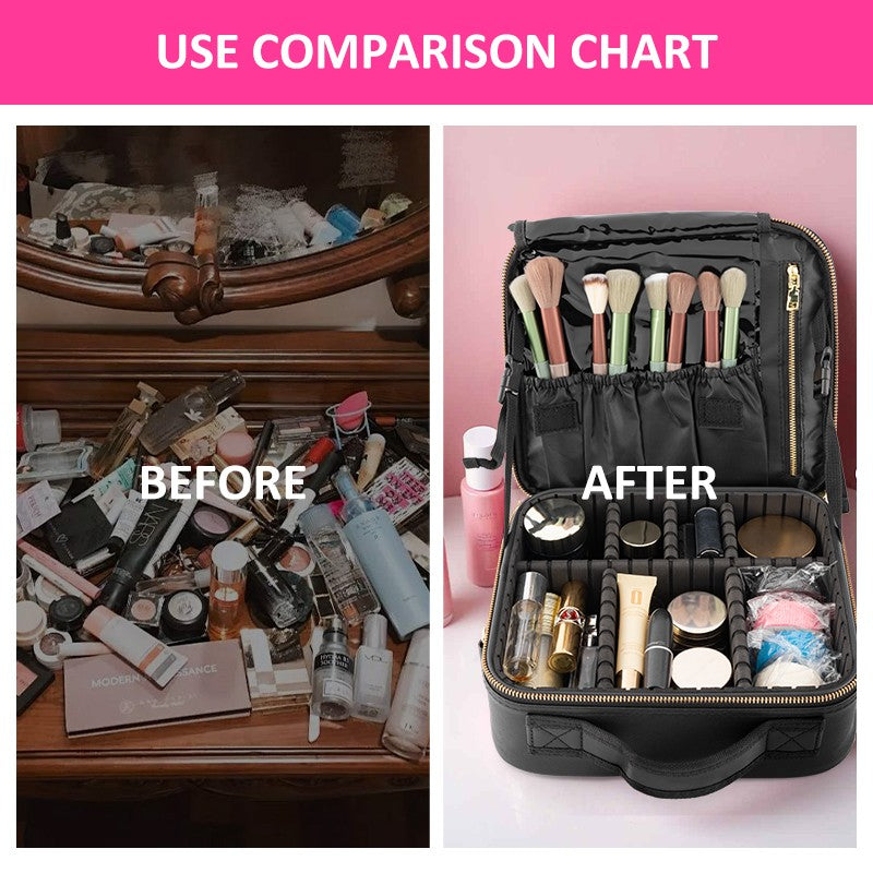 Travel Waterproof Makeup Bag with LED Light Mirror and Handle