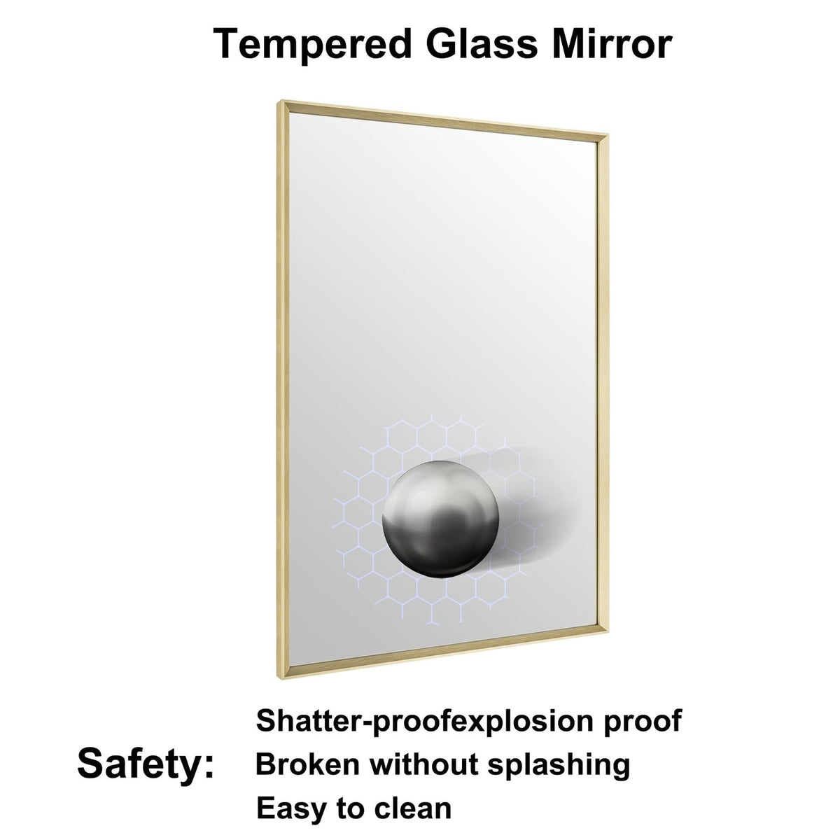 16x24 Inch Brushed Gold Wall Mirror for Bathroom Vanity & Over Sink