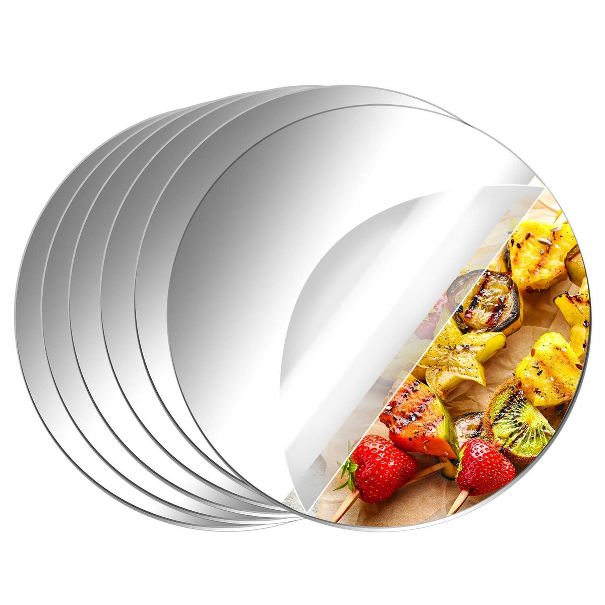 8-Inch Acrylic Round Mirrors Pack - Self-Adhesive Wall Decor, Safe & Durable