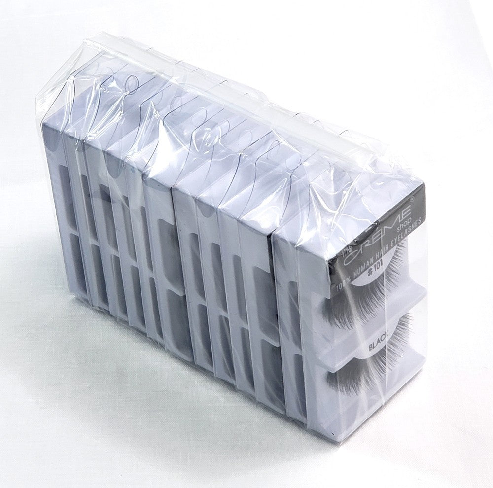 12 Pack Human Hair False Eyelashes #101 NaturalTouch Lightweight Soft & Handmade