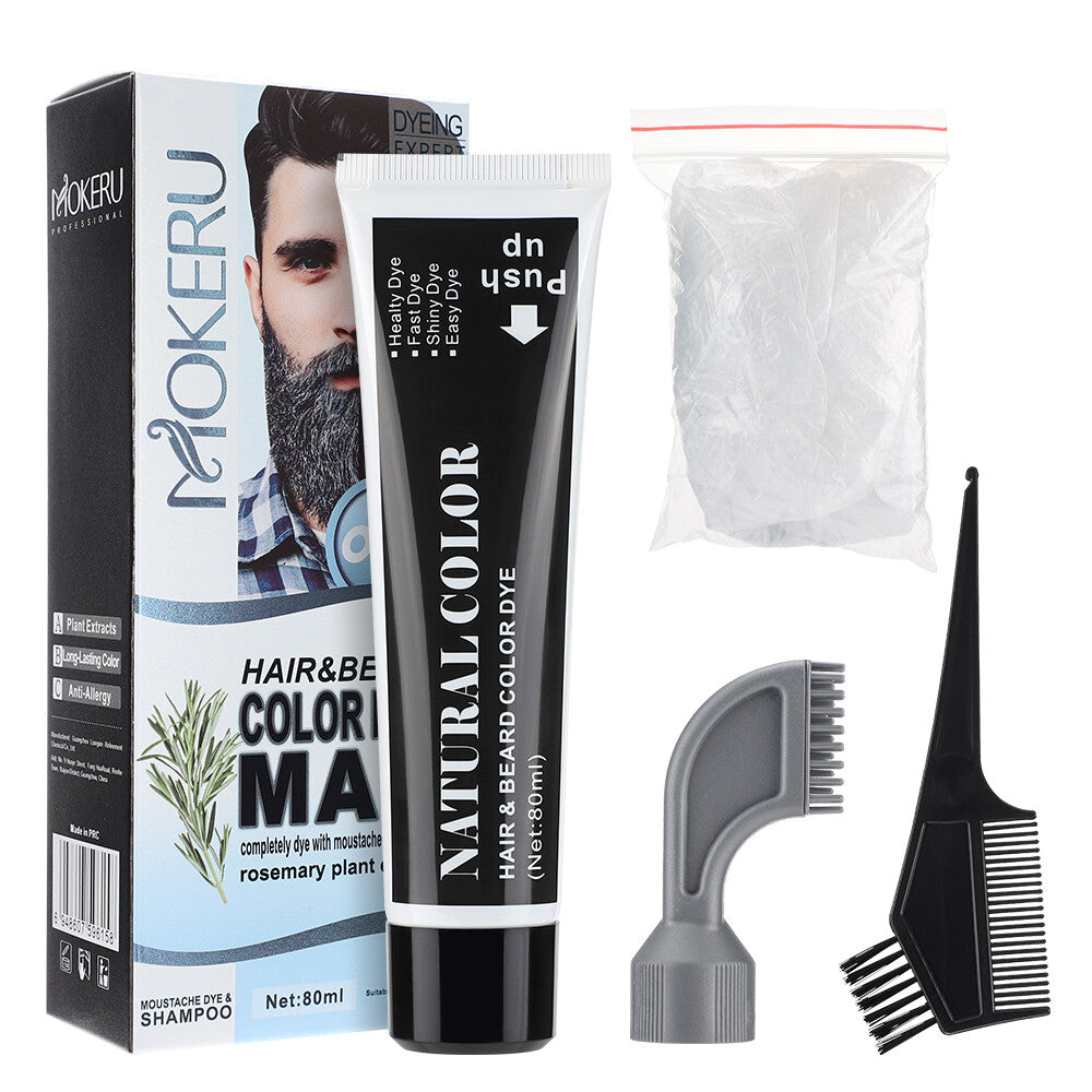 Beard Hair Color Dye Cream - Natural Black Darkening