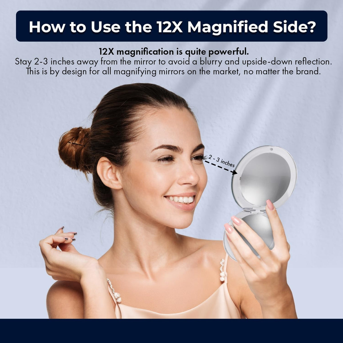 Travel Makeup Mirror with 12X Magnification Dual-Sided Compact Mirror