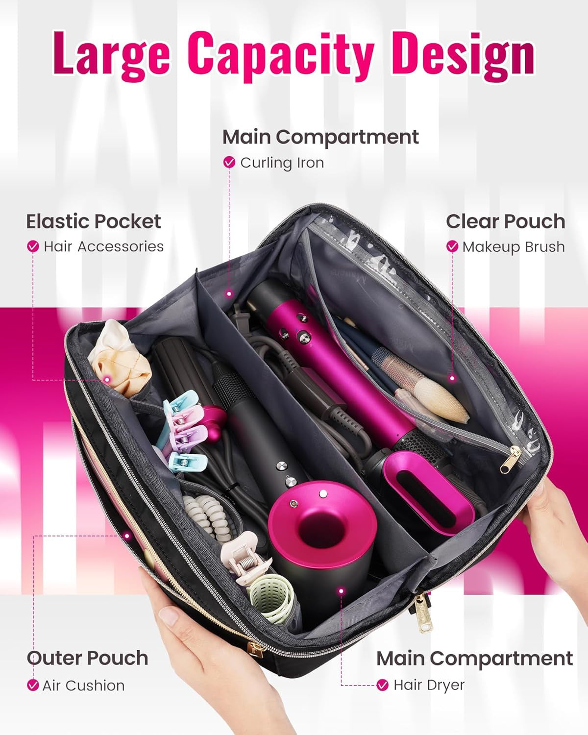 Travel Hair Tool Bag Compatible with Shark FlexStyle & Hair Dryers