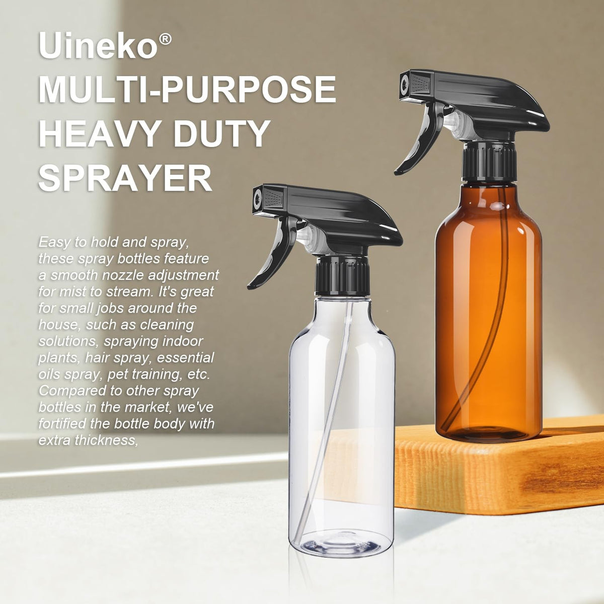 2 Pack 10oz Refillable Spray Bottles for Hair Styling & Household Use