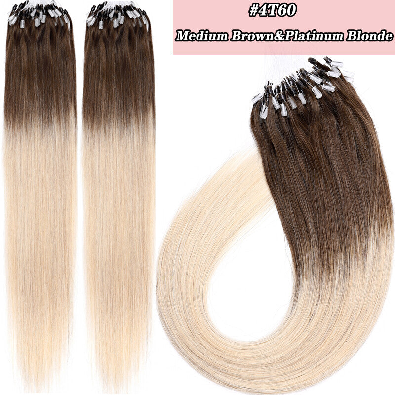 Micro Ring Hair Extensions - Remy Human Hair, Straight, Multiple Lengths & Colors
