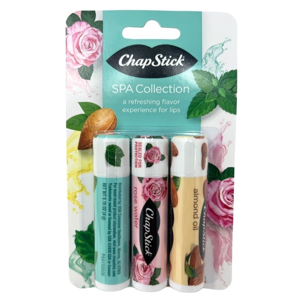 ChapStick Spa Collection Lip Balm Pack - Rose Water, Almond, Mint Tea