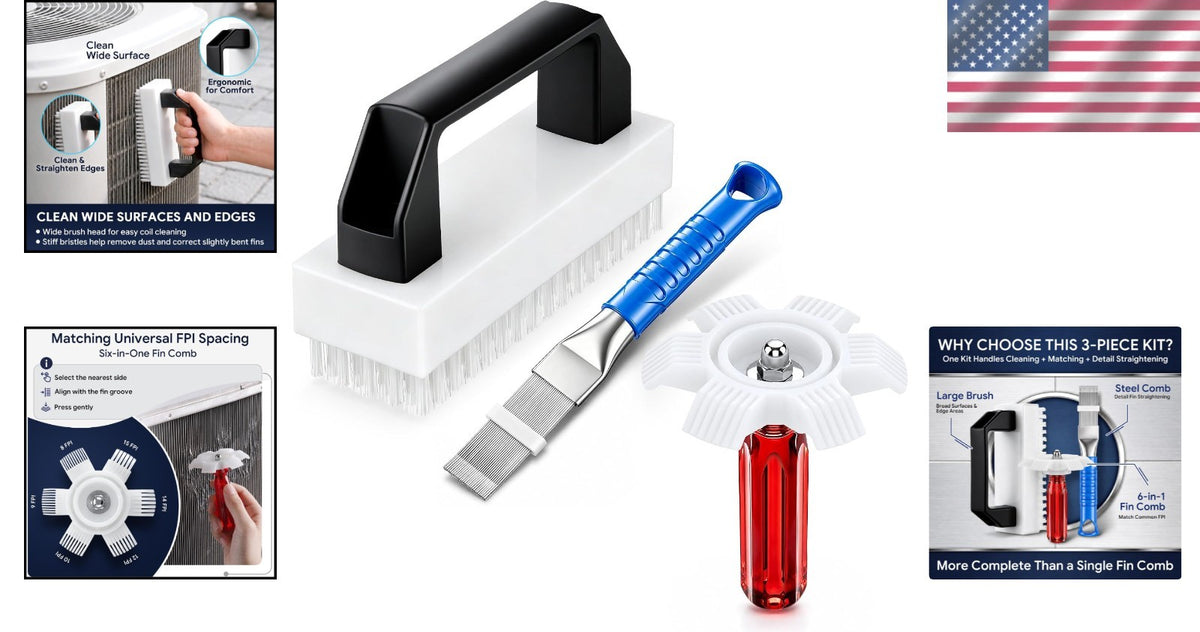 3-Piece AC Fin Comb Cleaner Kit for HVAC & Auto - Improve Airflow