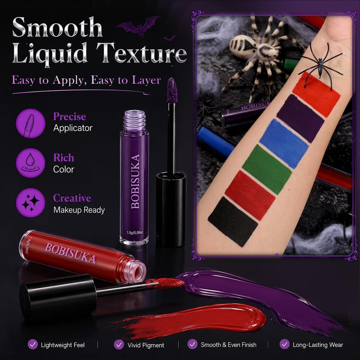 Halloween Liquid Lipstick Set - 6 Bold Gothic & Fantasy Colors