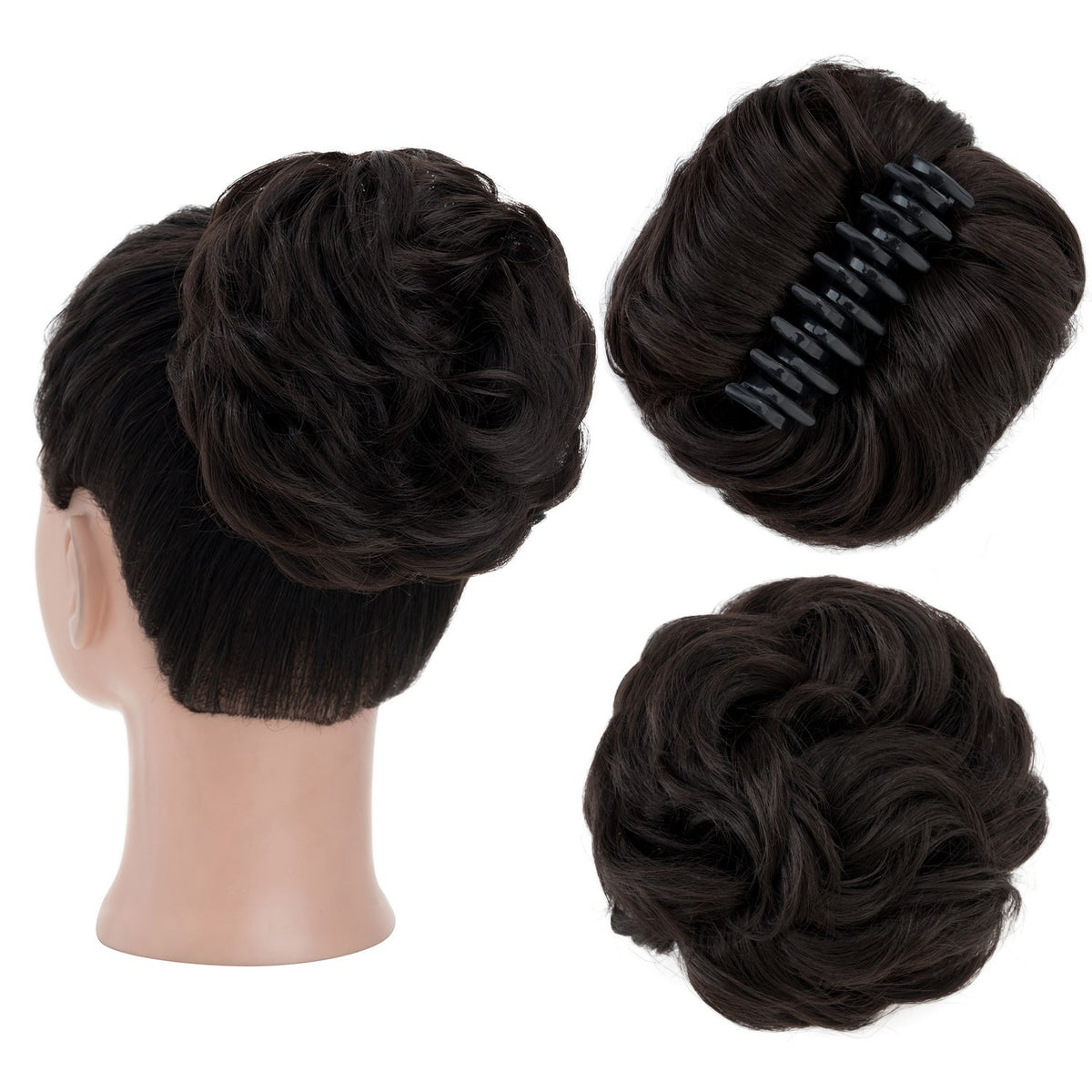Natural Clip-In Messy Bun Hair Extension Hairpiece for Updo & Wedding