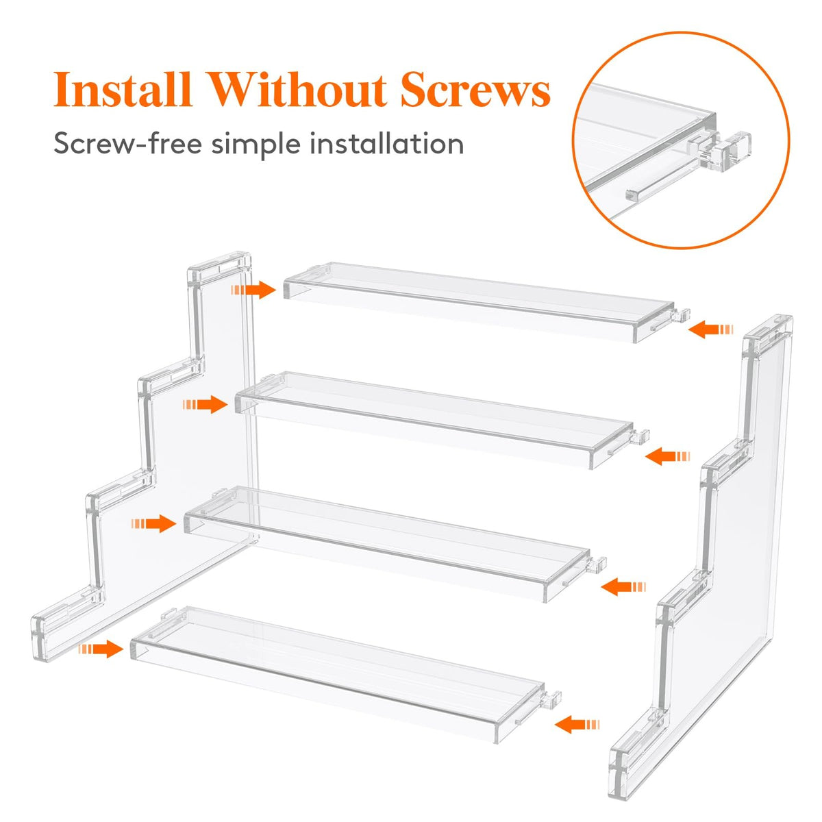 4-Tier Clear Plastic Perfume Stand Organizer - Space-Saving Display Rack