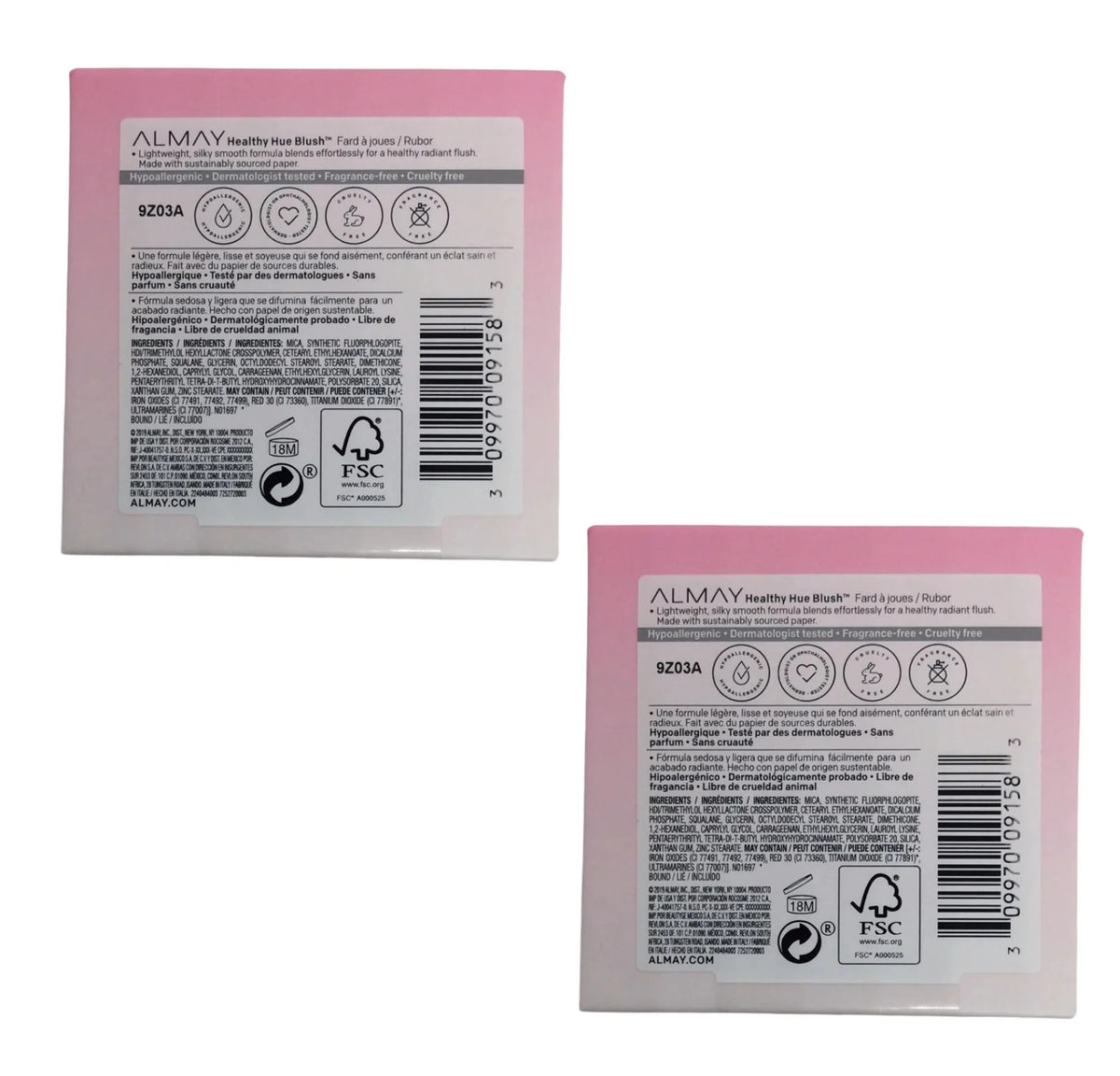 Healthy Hue Pink Flush Blush Pack of 2 - Lightweight, Hypoallergenic, Cruelty-Free Makeup