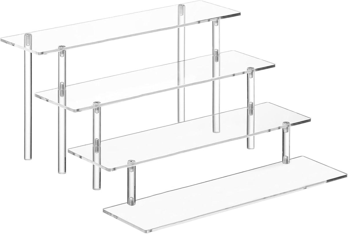 4-Tier Clear Acrylic Organizer Display Stand for Perfume, Cosmetics & Funko Pop