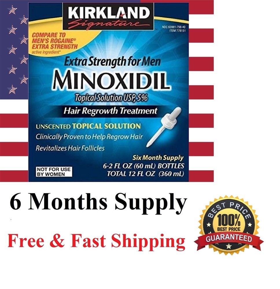 Minoxidil 5% Extra Strength Hair Regrowth Solution, 6-Month Supply