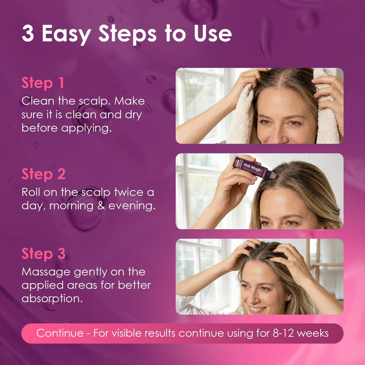 Hair Growth Serum Roll On with Rosemary Oil & Peptides