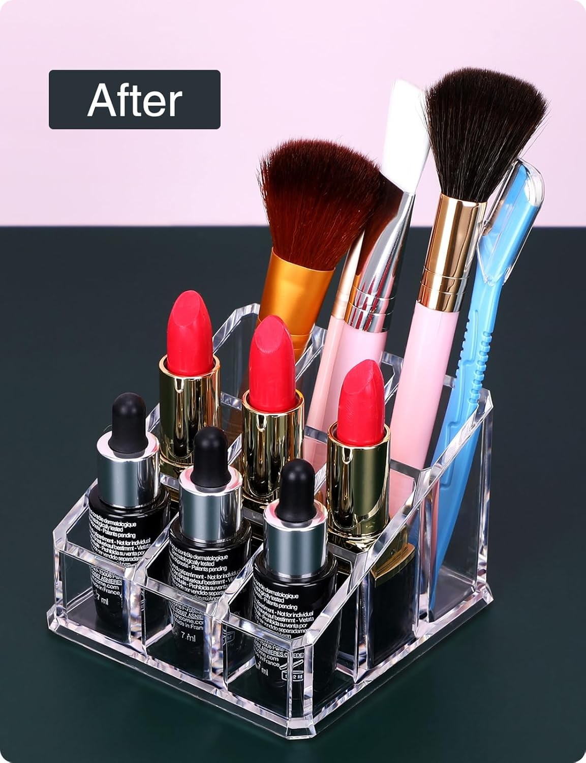 9-Slot Lipstick and Lip Gloss Organizer, Clear Acrylic Makeup Storage