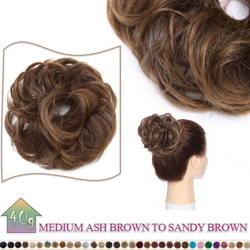 Curly Messy Bun Hair Extension Scrunchie Natural Updo Thick Human Hair