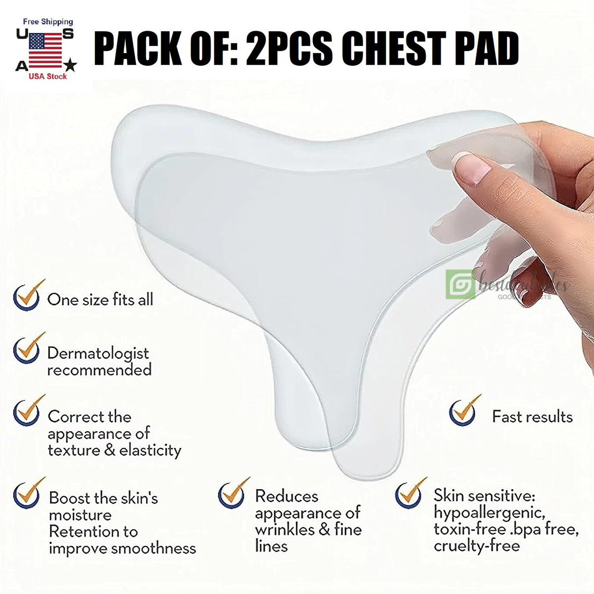 Reusable Anti-Wrinkle Chest and Neck Silicone Pads Set - Anti-Aging Skin Care