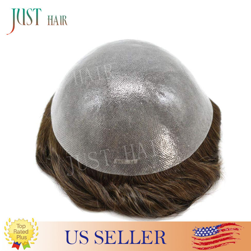 Men's Hair Replacement System Full Poly Skin Toupee - Remy Human Hair Wig