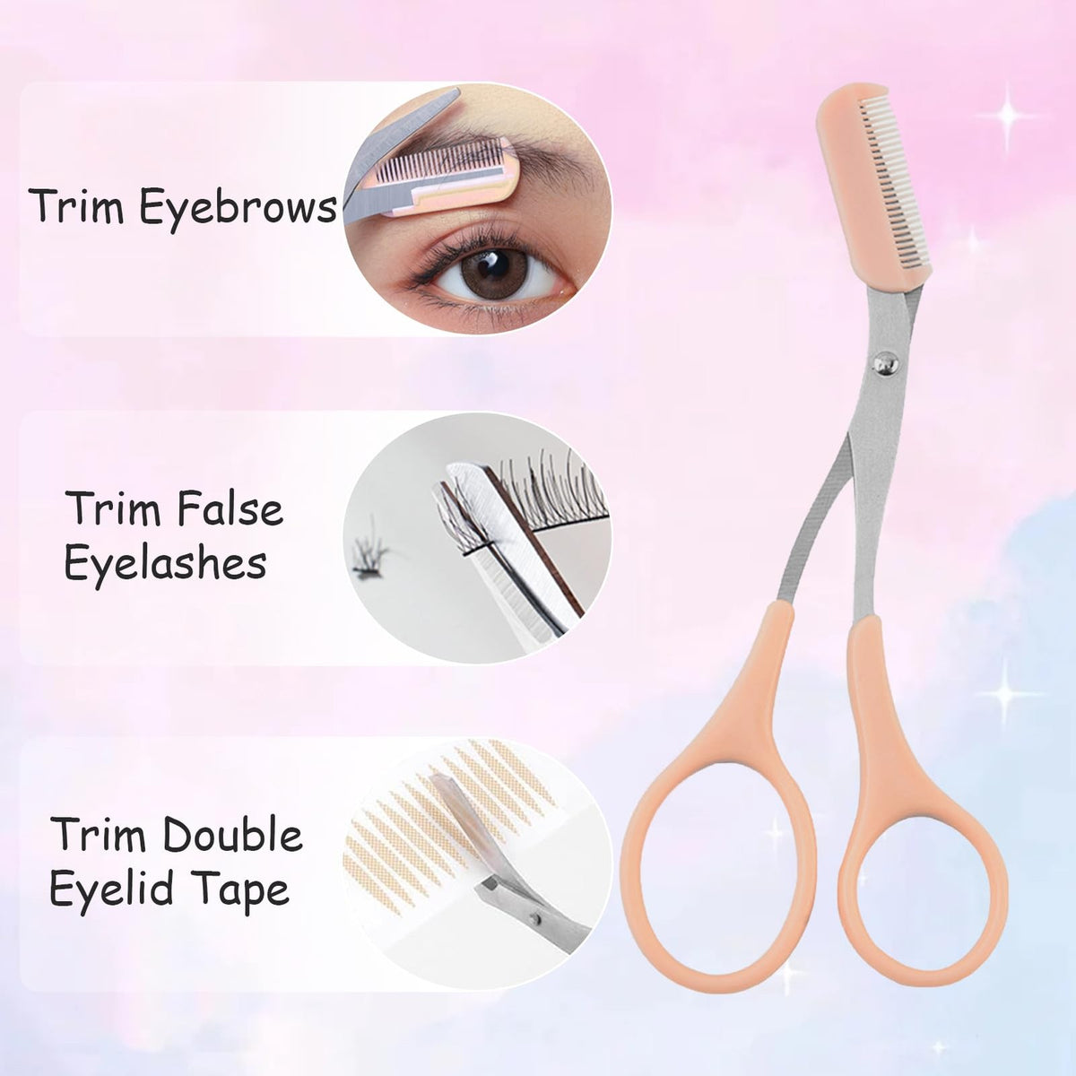Eyebrow Trimmer Scissors Set - Men Women Stainless Steel, Colorful Handles