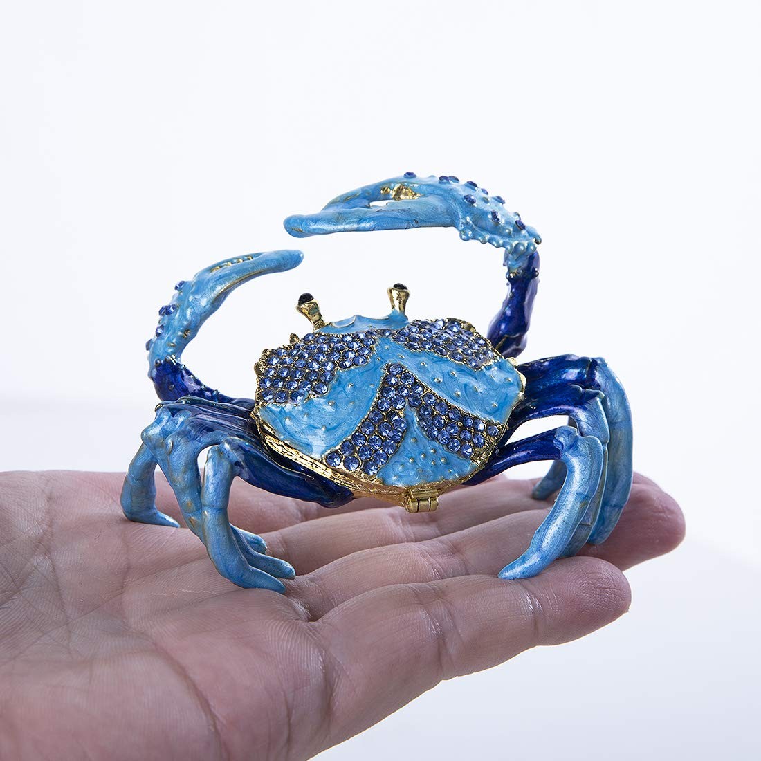 Crab Jewelry Trinket Box with Rhinestones, Decorative Animal Jewelry Storage