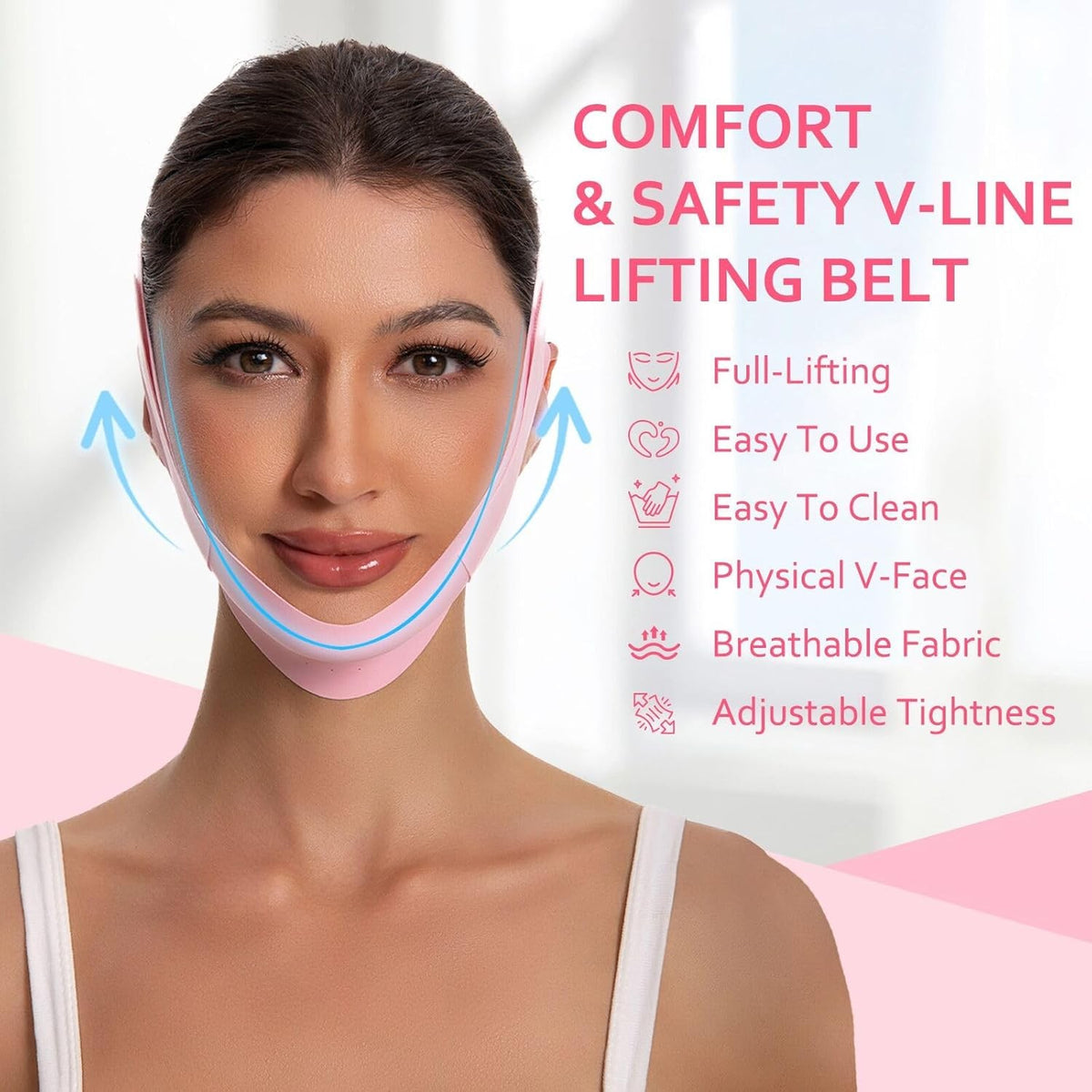 V Line Lifting Mask Chin Strap for Sleep, Reusable Face Slimming Band Purple