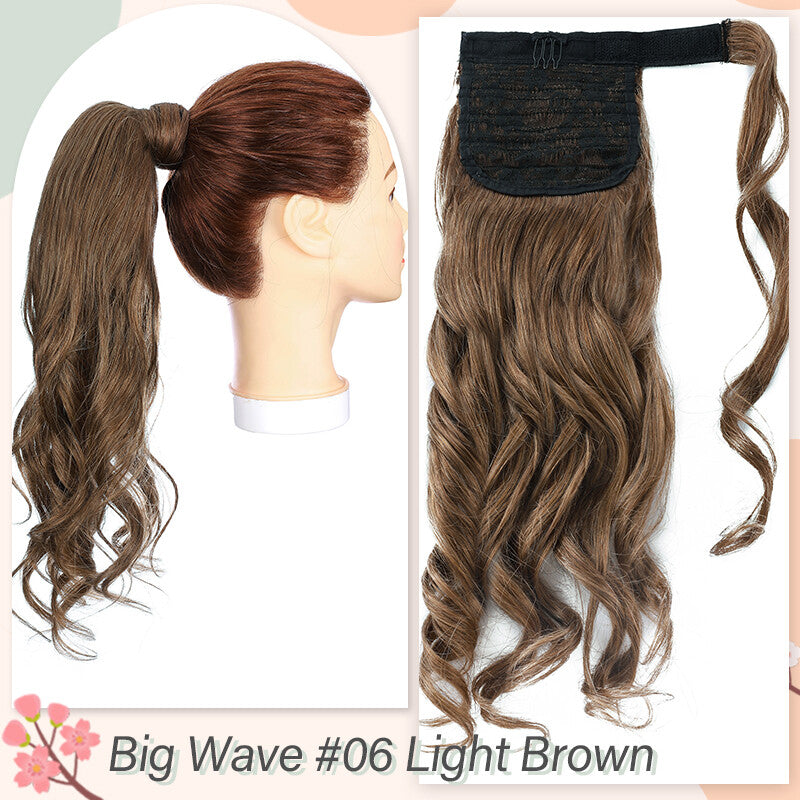 Remy Human Hair Ponytail Extensions Wrap Around Clip-In Hairpiece