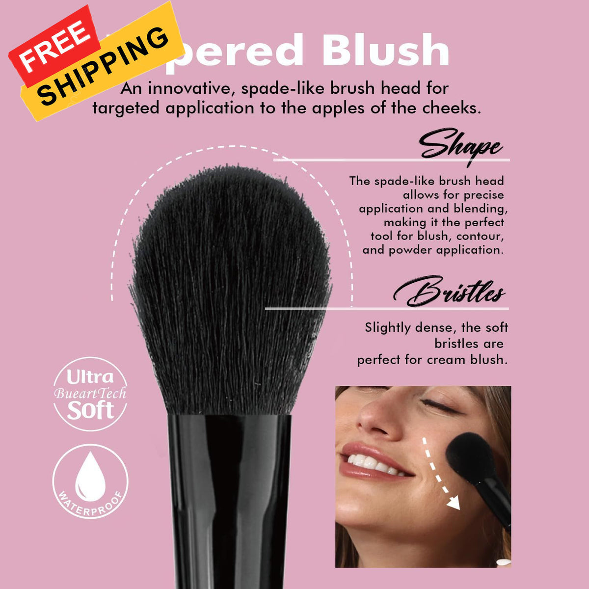 Tapered & Angled Blush Brush Set for Contouring and Sculpting - Ideal for Black Skin