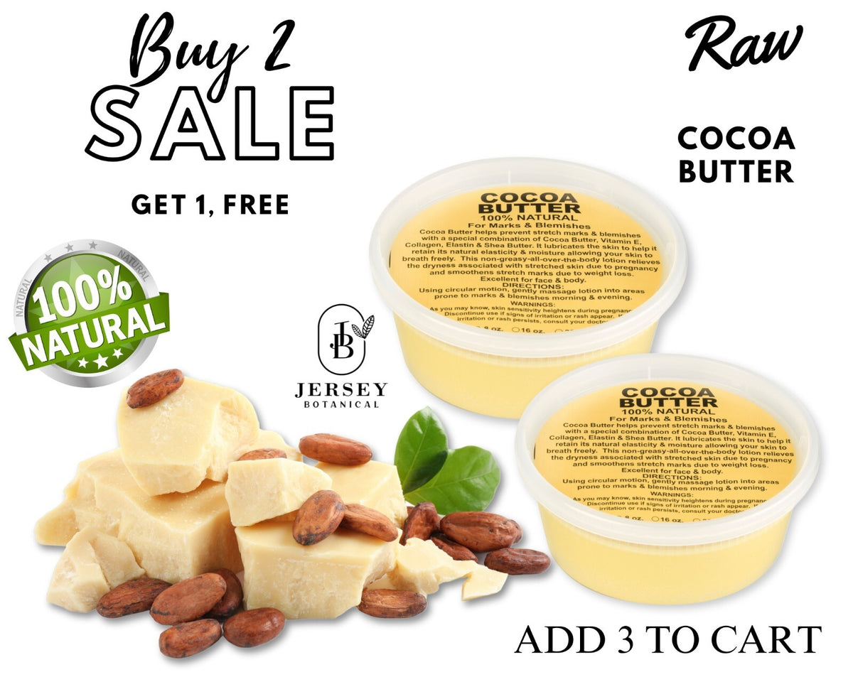 Raw Cocoa Butter 8 oz. 100% Pure Organic Unrefined Cacao Bean for