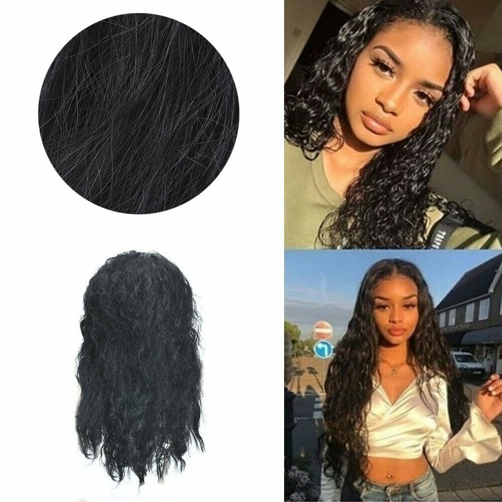 18-Inch Human Hair Lace Front Wigs for Women Long Curly Wavy Brazilian Hair