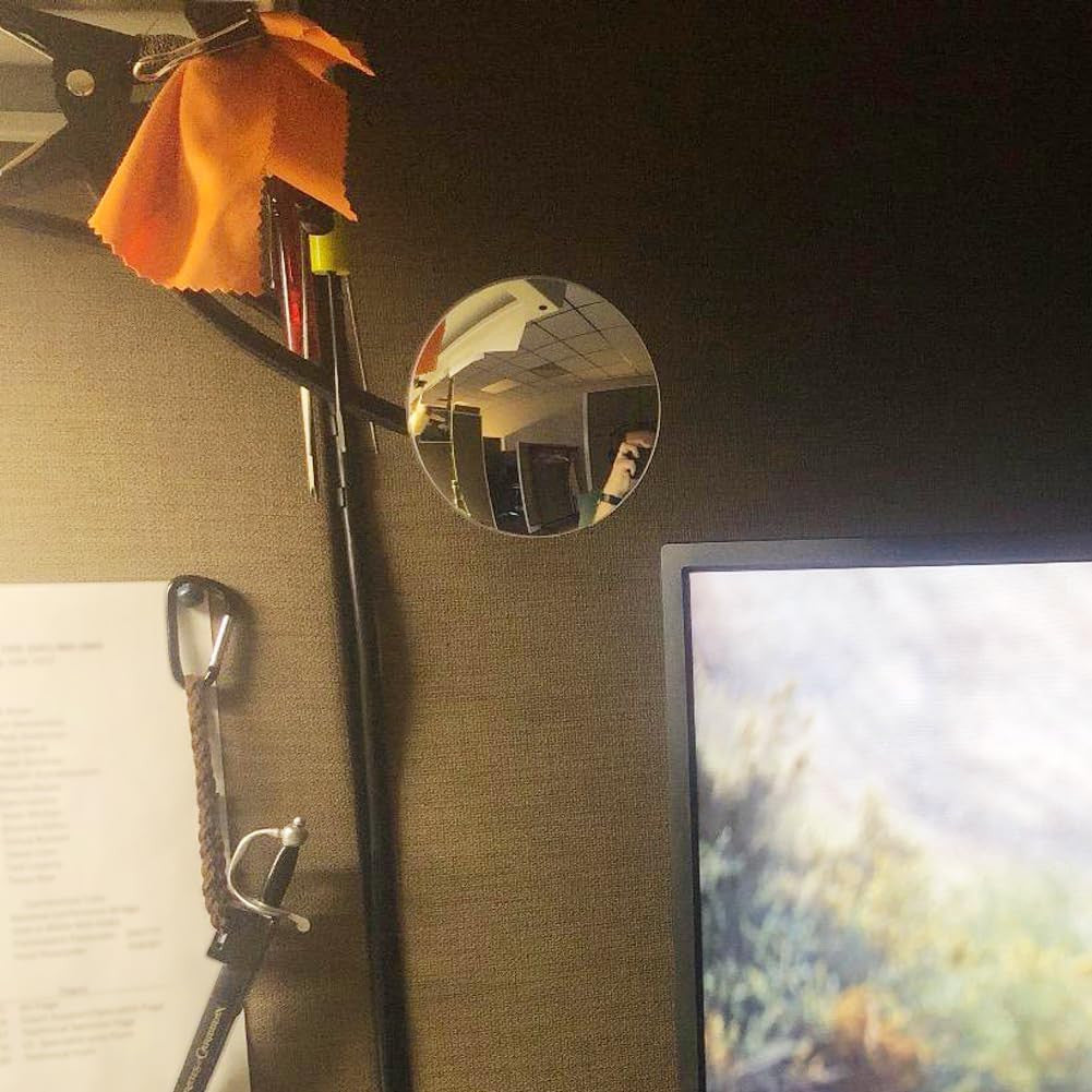 Clip-On Convex Security Mirror for Cubicles and Desks - 8.5cm HD Glass