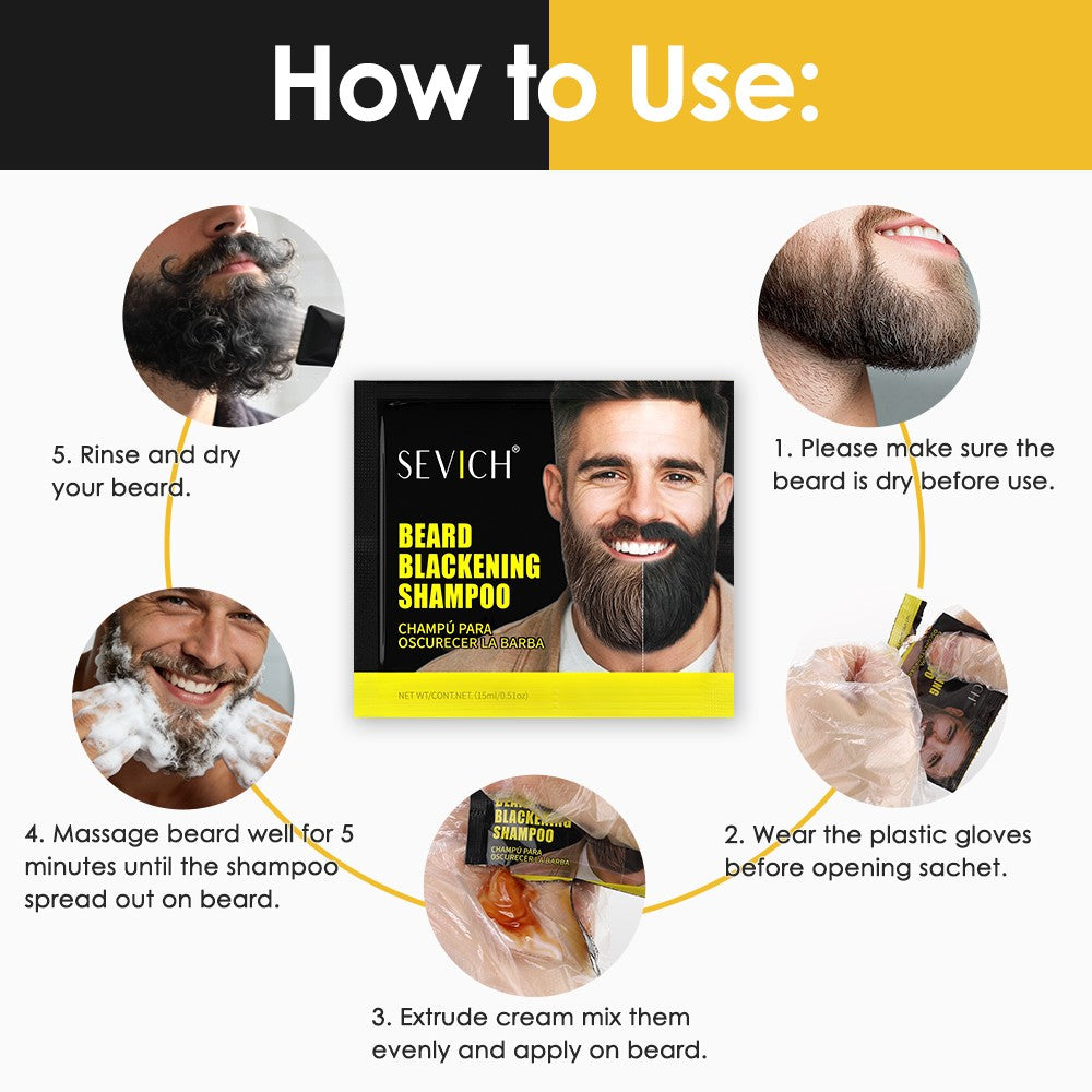 Beard Black Shampoo 5-Minute Color - 30 Pack, 15ml Each