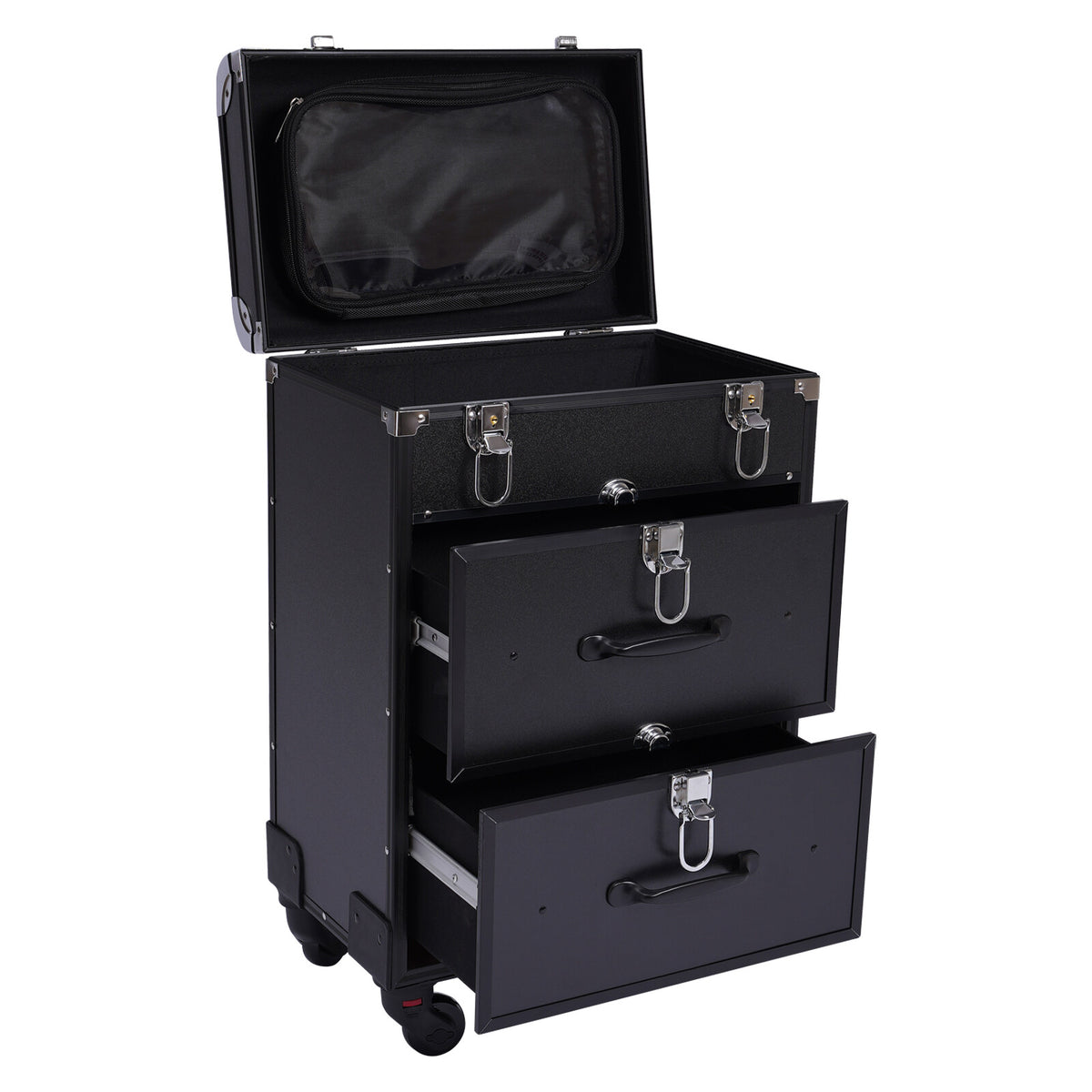 Professional Rolling Makeup Case with Multi-Layer Storage Organizer