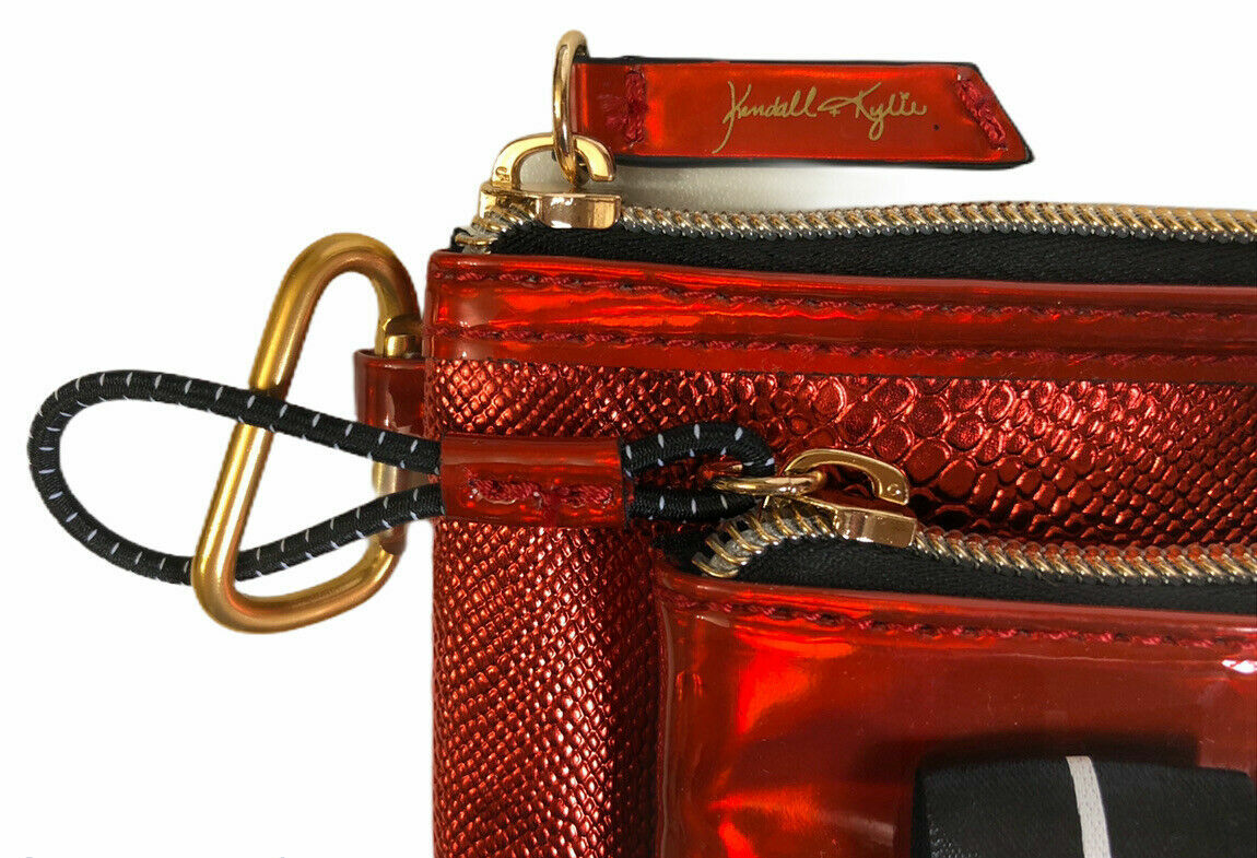 2-Piece Metallic Red Makeup & Travel Pouch Set - Removable Cosmetic Bags