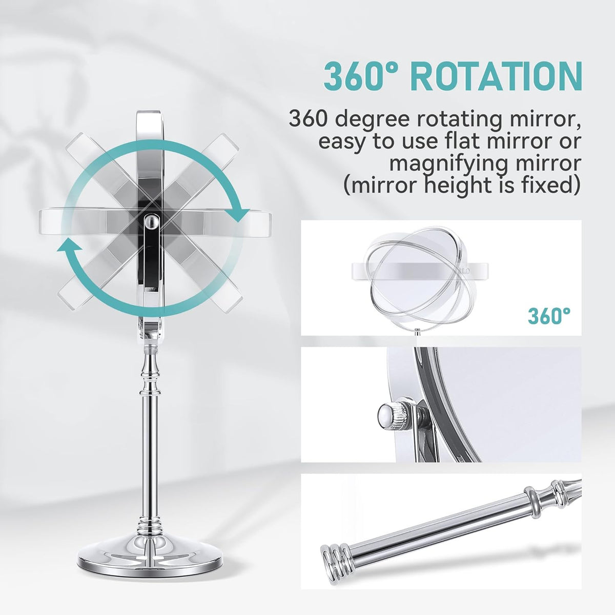 20X Double-Sided Magnifying Mirror with Stand - 360° Rotation for Makeup & Grooming