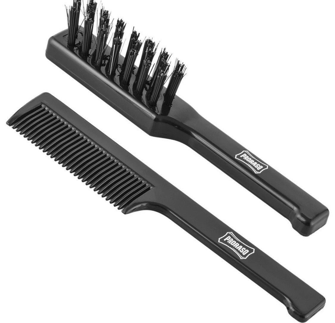 Travel Mustache Comb and Beard Brush Set - Compact Facial Grooming Kit