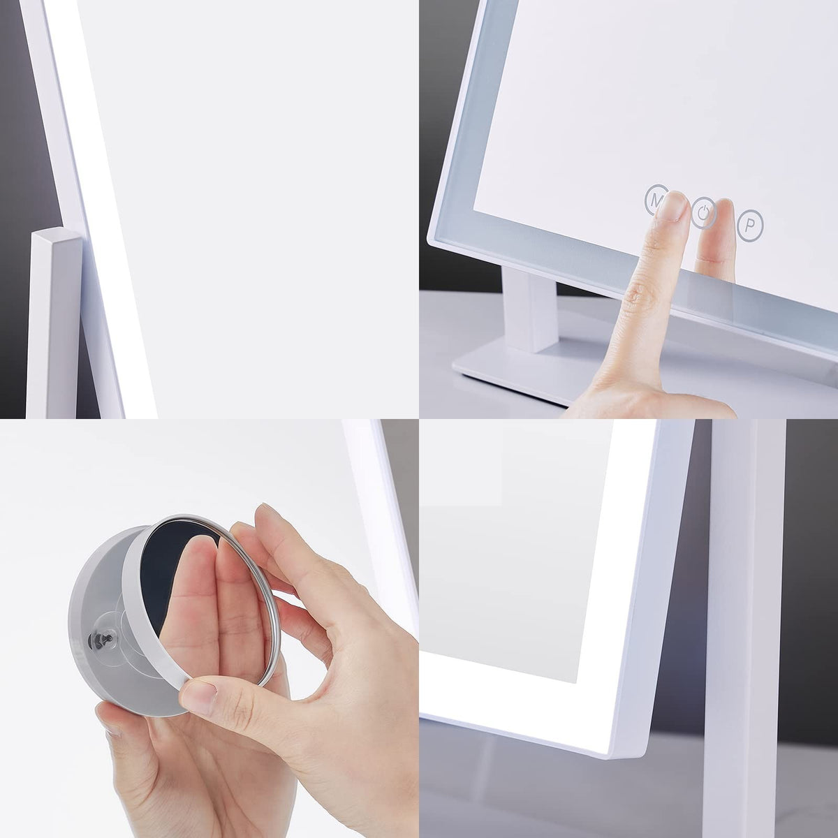 Lighted Makeup Mirror with 17.3x13 Inch Full-Face LED Vanity Mirror, 3 Color Modes & 5X Magnification