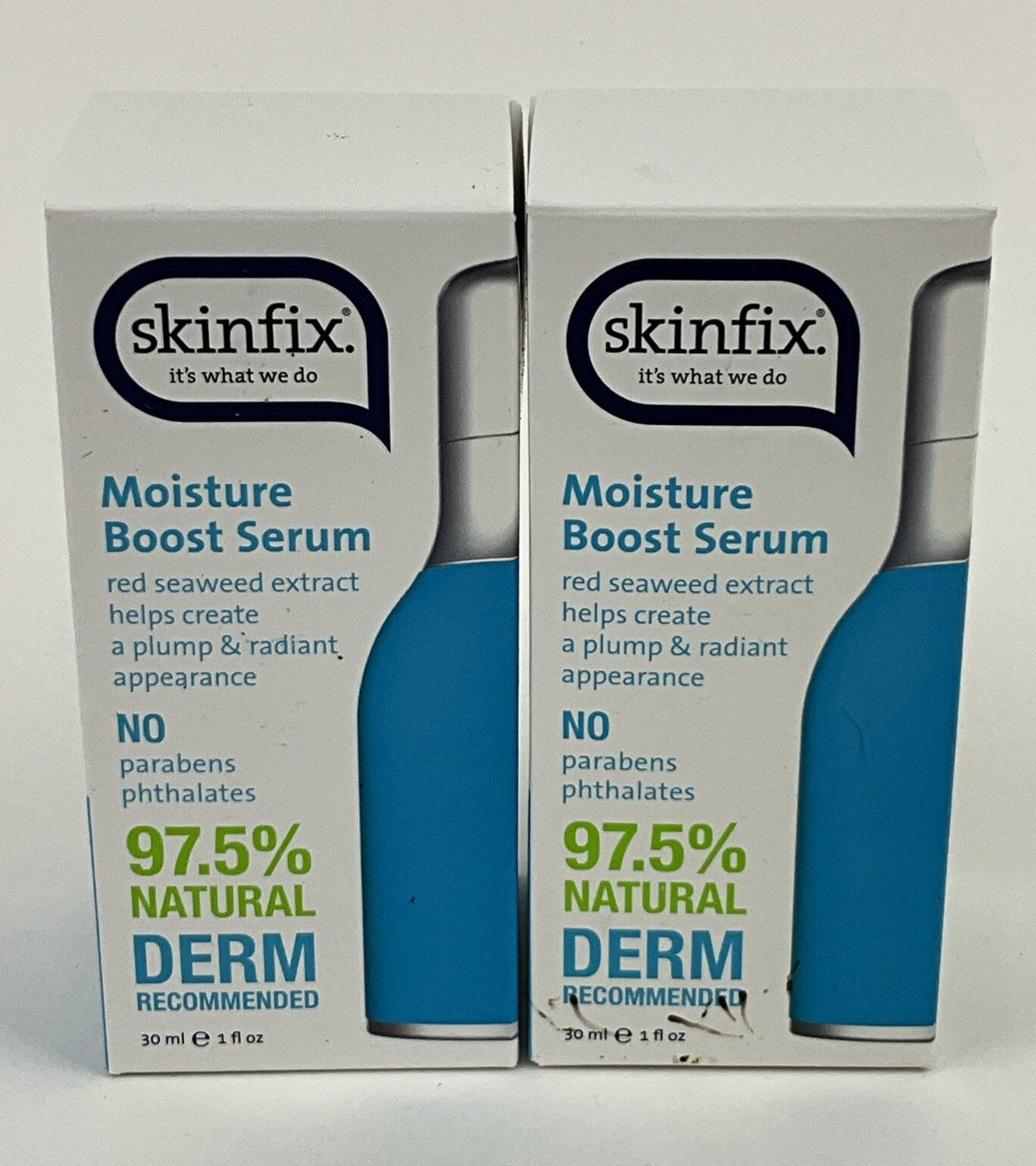 Lot of 2 Skinfix Moisture Boost Serum 97.5% Natural 1 fl oz Red