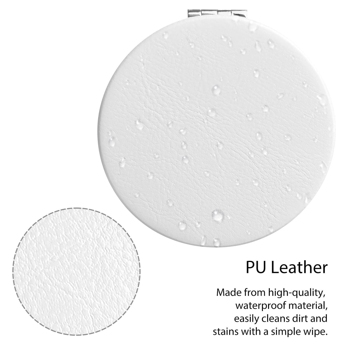 Double-Sided Compact Mirror with PU Leather Cover - 1X/2X Magnification, 2 Pack