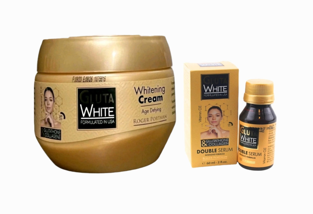 Gluta White Cream Jar 275ml + Double Serum 60ml Glutathione & Collagen