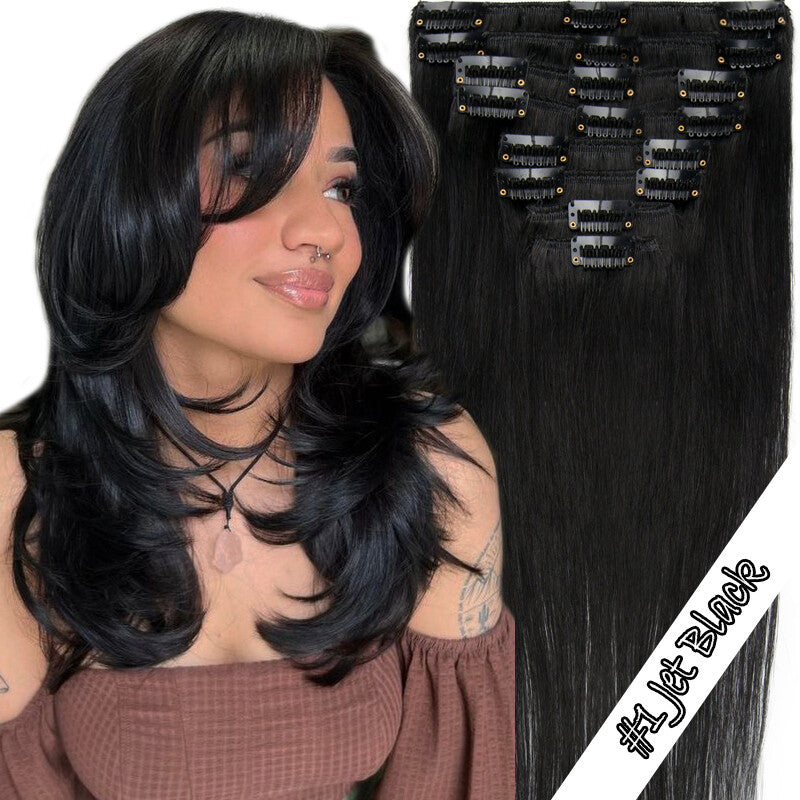 Clip-In Hair Extensions 100% Remy Human Hair Full Head Ombre Styles