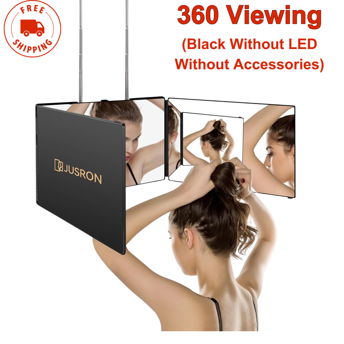 Self Hair Cutting Mirror with 360° Viewing, Anti-Fog HD Glass, Wall & Table Mount