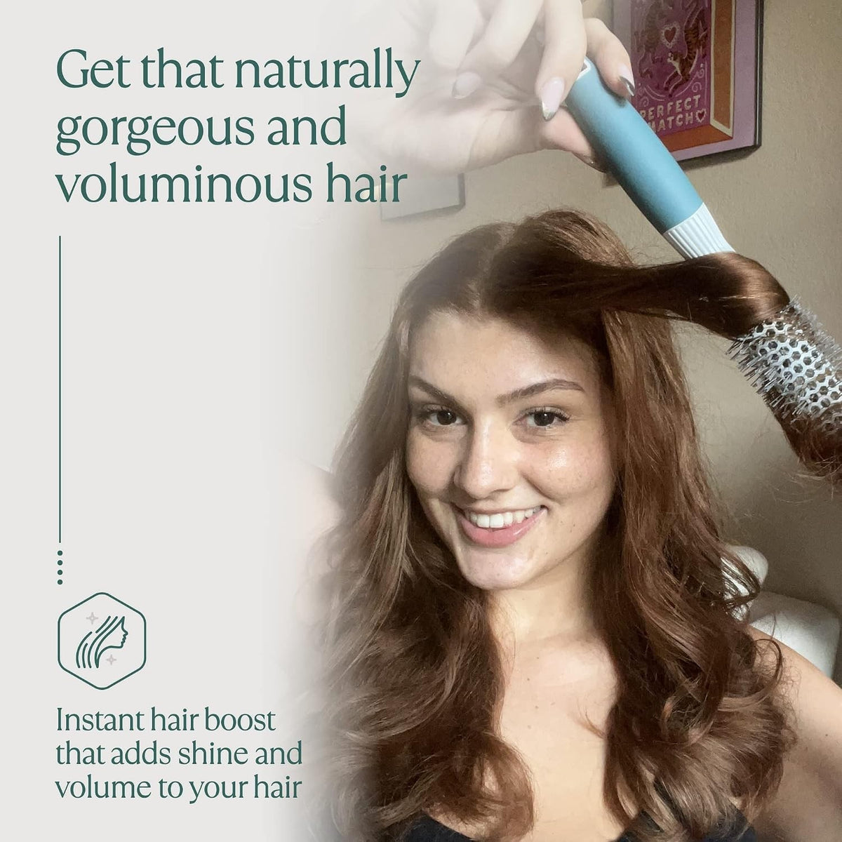 Detangling Ceramic Round Hair Brush with Ionic Bristles for Shine & Volume