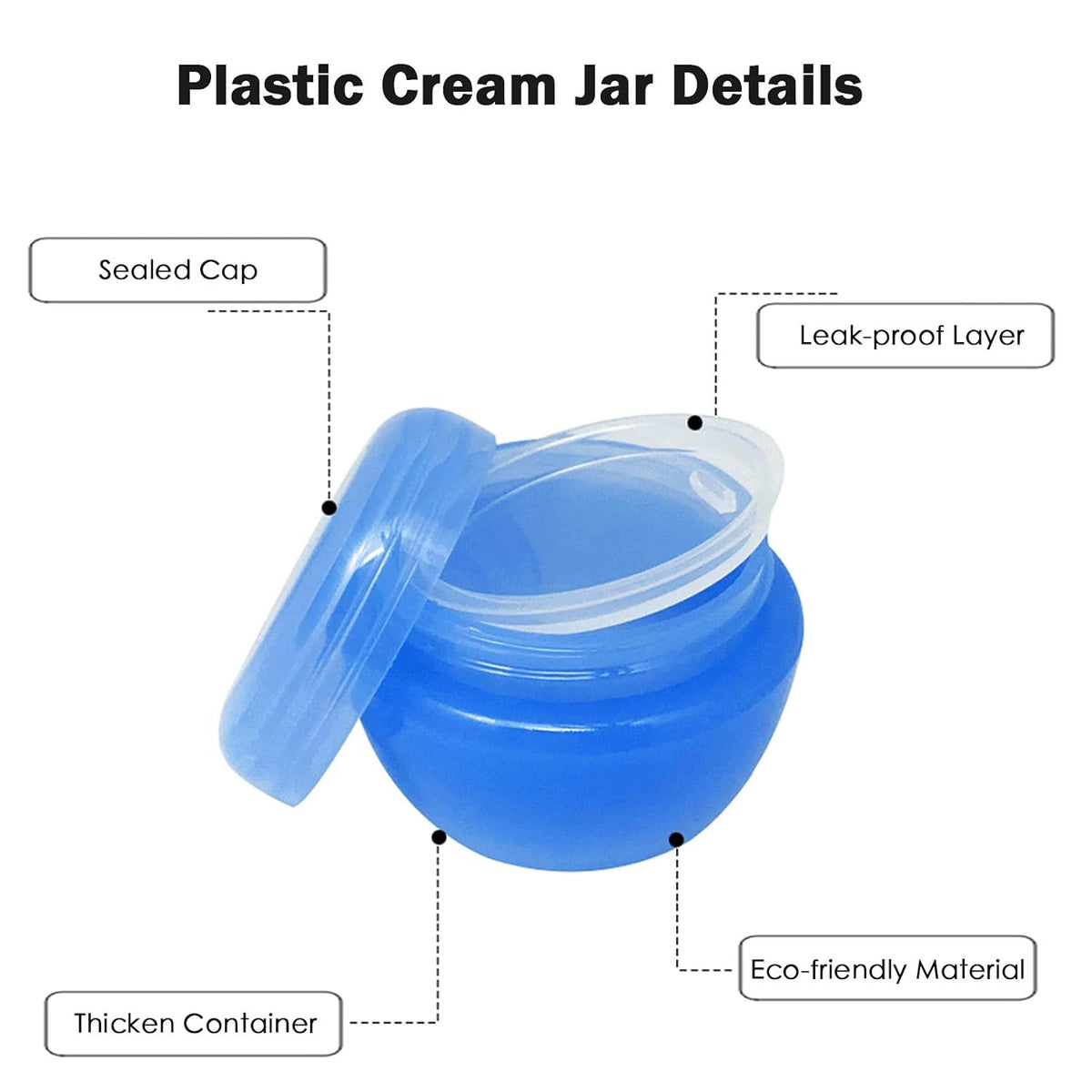Travel Refillable Plastic Jars Set - Leak-Proof Cosmetic Containers for Creams & Lotions, TSA Approved, 6 Pieces