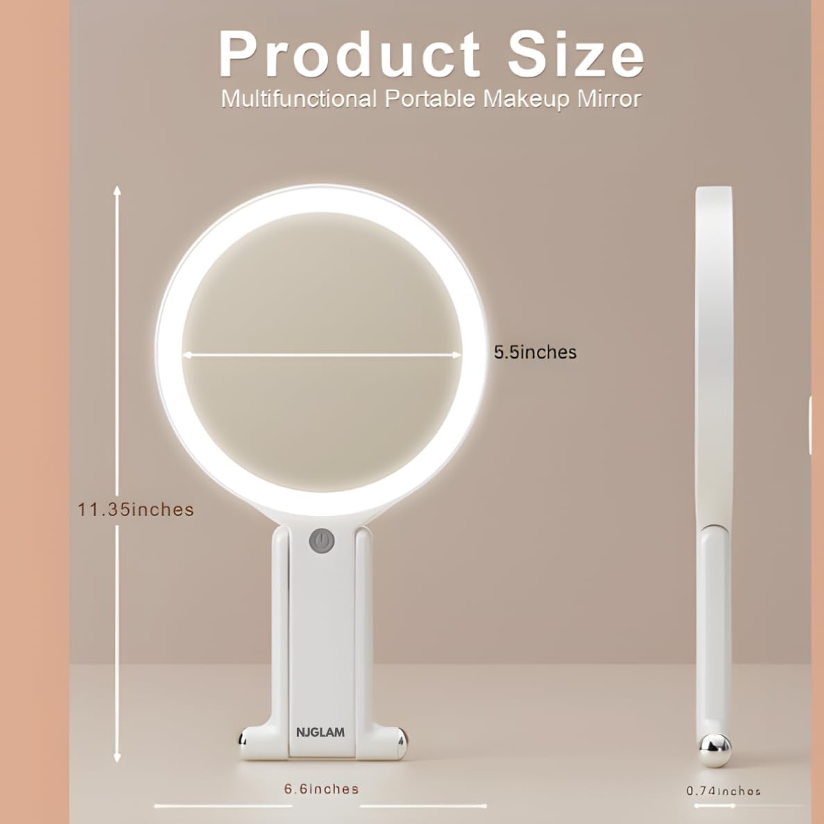 Double-Sided LED Makeup Mirror 1X 10X Magnification with 3 Light Modes