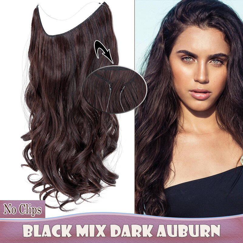 Invisible Wire Clip-In Hair Extensions with Clips & Replacement Wires - Natural & Wavy, 20/24 Inch